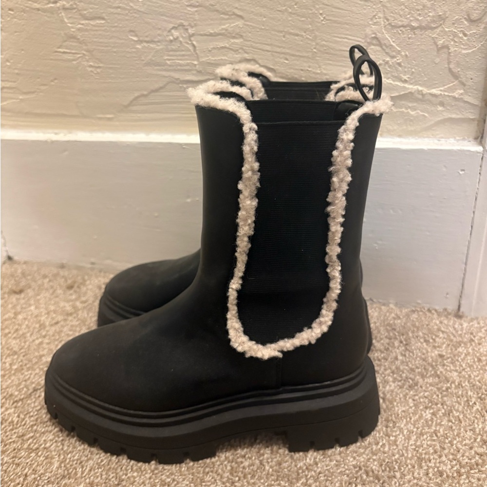 Black Boots with Cream Trim